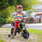 12V Kinder-Motorrad mit St¨¹tzr?dern, LED-Lichtern, Musik, USB, Elektro-Motorrad f¨¹r Jungen und M?dchen, Gelb