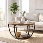 Couchtisch mit 2 Ebenen, Wohnzimmertisch 80 x 80 x 43,8 cm, Braun/Schwarz