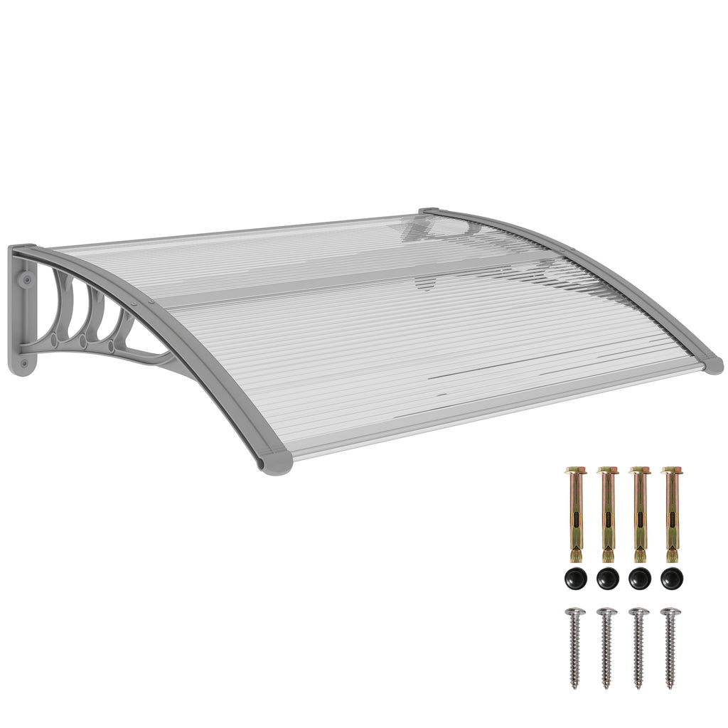 Vordach, Haust¨¹rvordach, ¨¹berdachung f¨¹r Eing?nge und Fenster, 100L x 75B x 23H cm, Silber