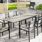 Ausziehbarer Esstisch für 6-8 Personen, Verstellbarer Outdoor-Tisch aus Aluminium, Stahl, Kunststoff, Holzoptik, Grau