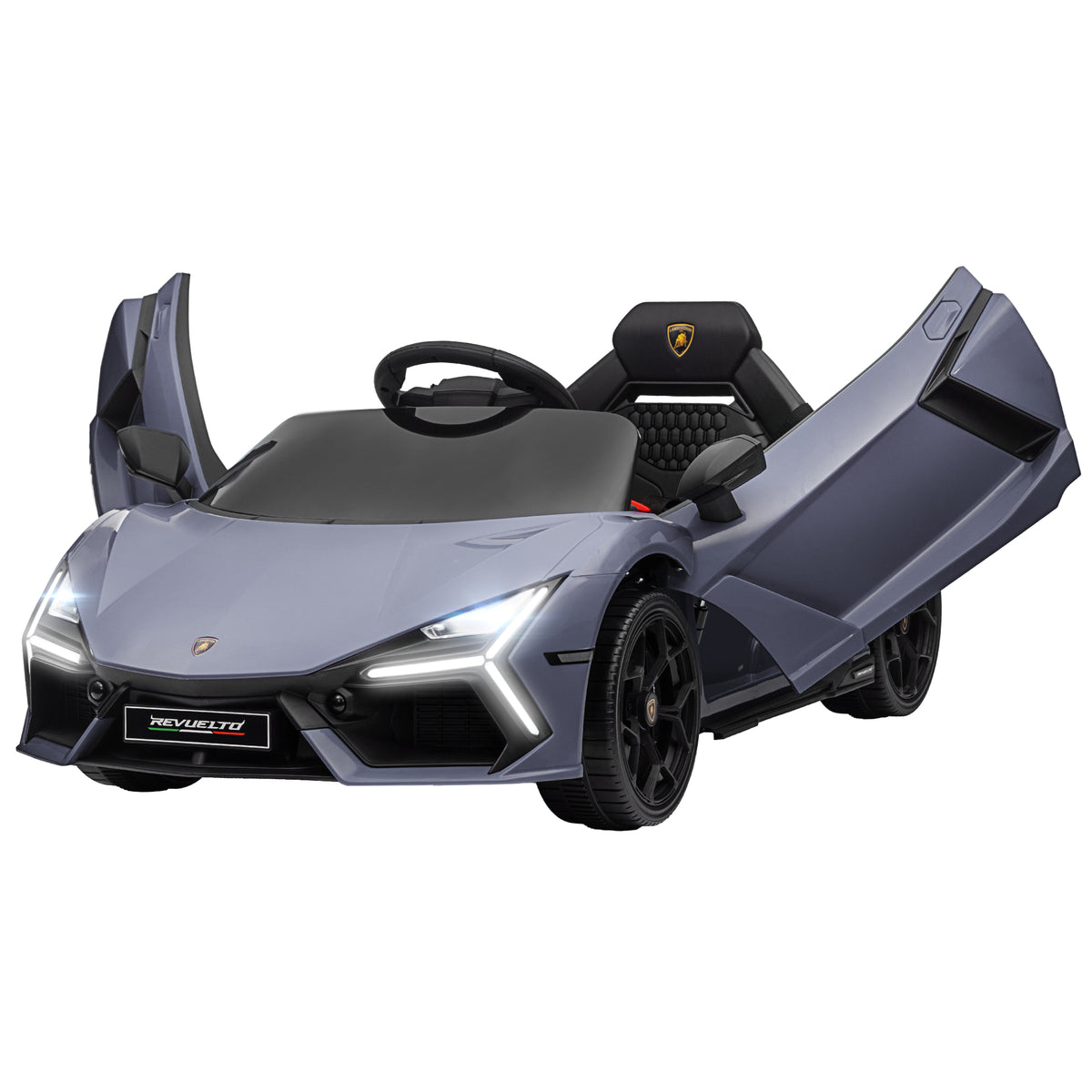 Elektroauto f¨¹r Kinder von 3-5 Jahren, sanfter Antrieb, fernsteuerbar, mit Hupe, Kunststoff und Metall, Grau