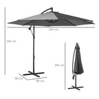 Cantilever Umbrella Parasol Hanging Banana Steel Dark Grey 3M Patio
