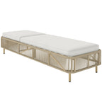 Rattan Sonnenliege, 5-fach verstellbare PE-Rattan Gartenlieg mit Kissen, Gartenliege