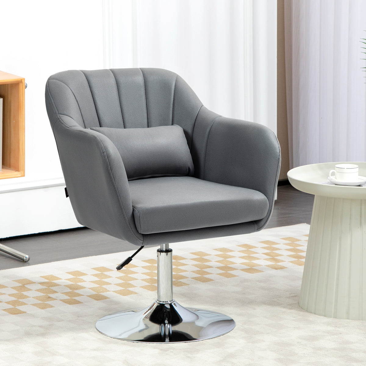 Drehstuhl, höhenverstellbarer Bürostuhl, Polyester, Metall, 60 x 60 x 79-91 cm, Dunkelgrau