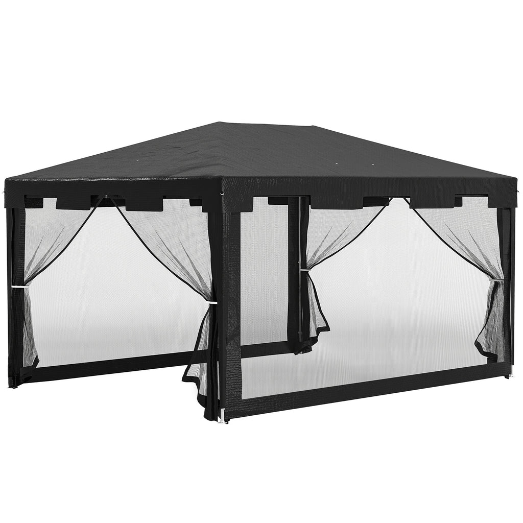 4 x 3 m Party Tent Wedding Gazebo Outdoor Waterproof PE Canopy Shade with Panel