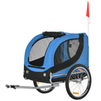Fahrradanhänger für Hunde mit Universalkupplung Stahl Blau+Schwarz