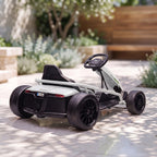 24 V Elektro Go-Kart für Kinder Bis 13 Km/h Gokart mit Drift-Funktion, Drift-Kart mit 2 Motoren für 8–12 Jahre Weiß