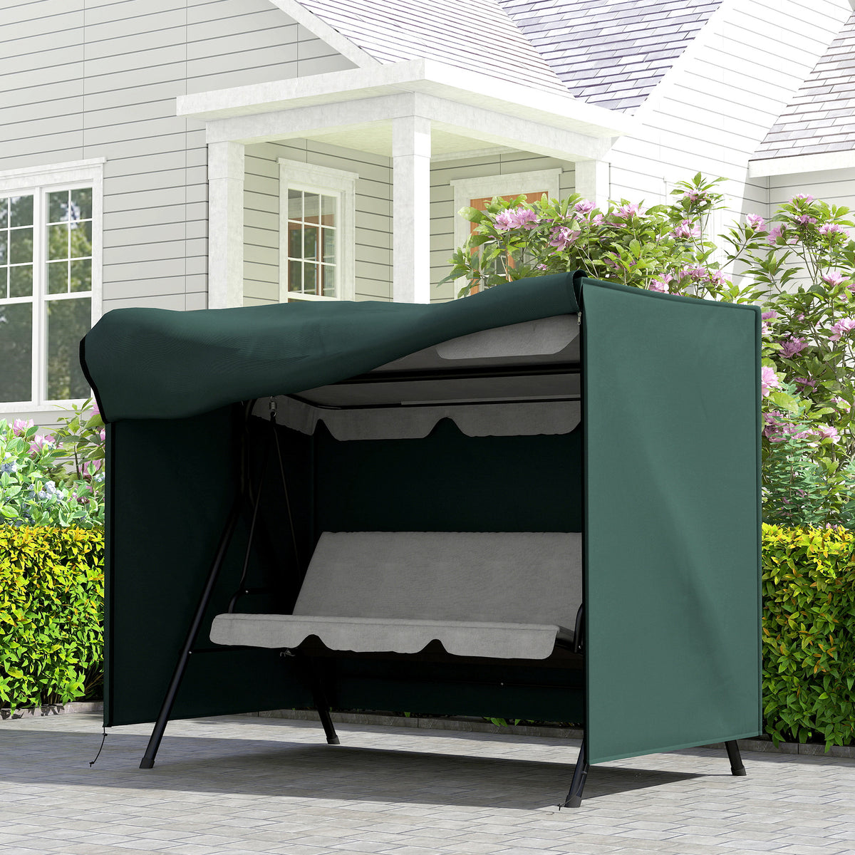 205 x 124cm Three-Seater Swing Chair Protective Cover Deep Green