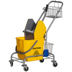 Reinigungseimer, Wischmoppeimer, rollbar, Kunststoff, Metallgriff, Gelb