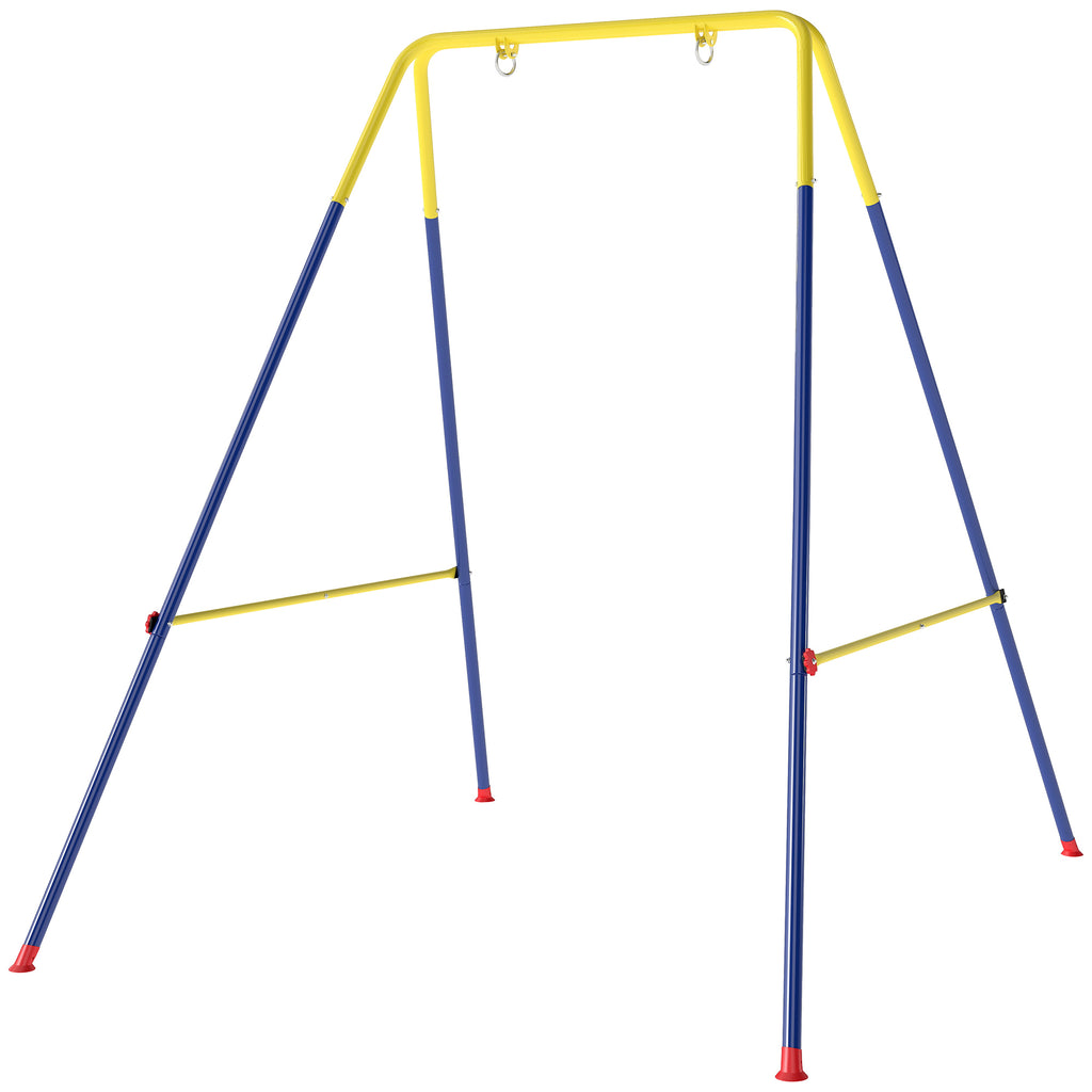 Faltbar Schaukelgestell mit A-Rahmen, 2 Haken, 4 Bodenankern, für 9 Monate bis 8 Jahre Kinder 128x155x157 cm Blau