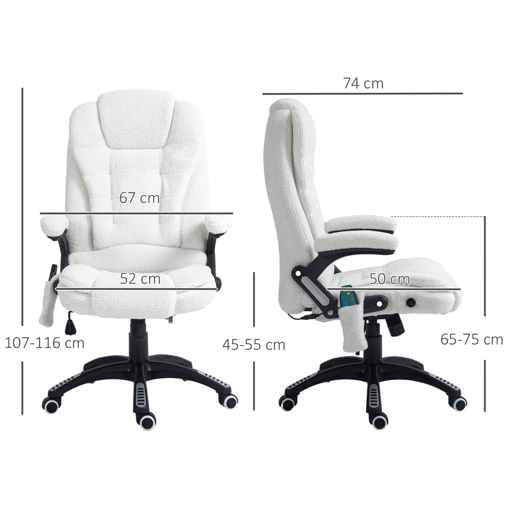 B¨¹rosessel Massagefunktion Massageb¨¹rostuhl, Massagefunktion, h?henverstellbar, 67 x 74 x 107-116 cm, Wei?