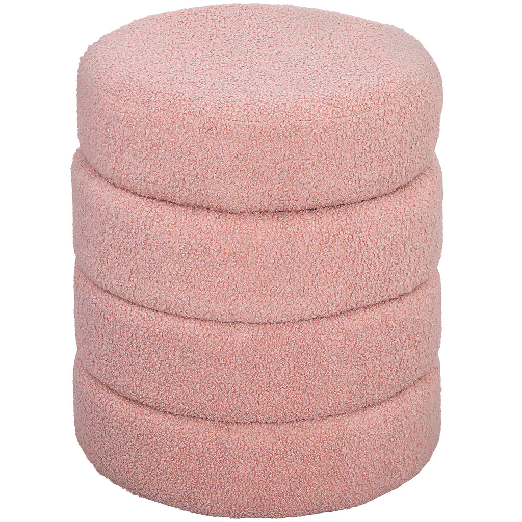 Hocker, rund, Teddyfleece, bis 120kg, ¦µ40x45H cm, Rosa