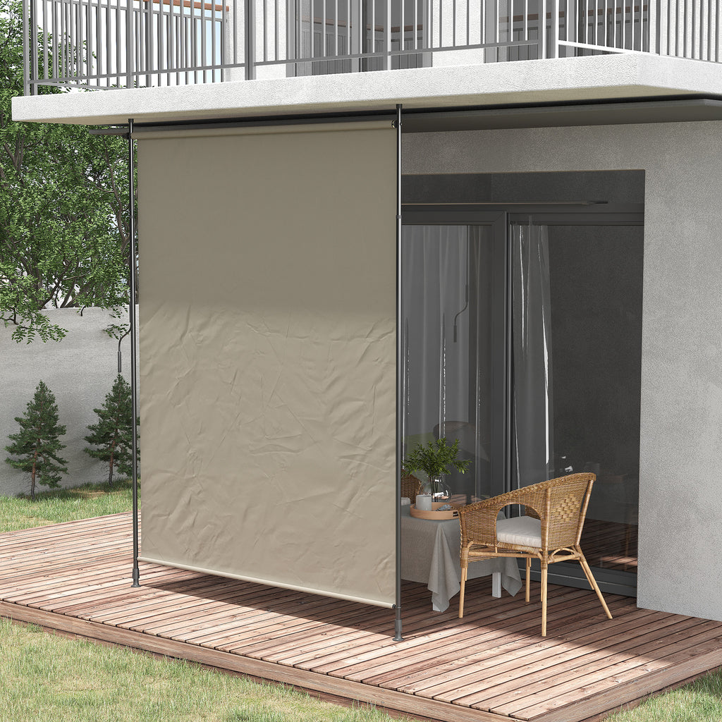 Seitenmarkise, Montage ohne Bohren, h?henverstellbar, mit Handkurbel, Metallrahmen, sandfarben, 2 x 2,15-3,05 m
