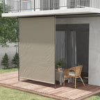 Seitenmarkise, Montage ohne Bohren, h?henverstellbar, mit Handkurbel, Metallrahmen, sandfarben, 2 x 2,15-3,05 m