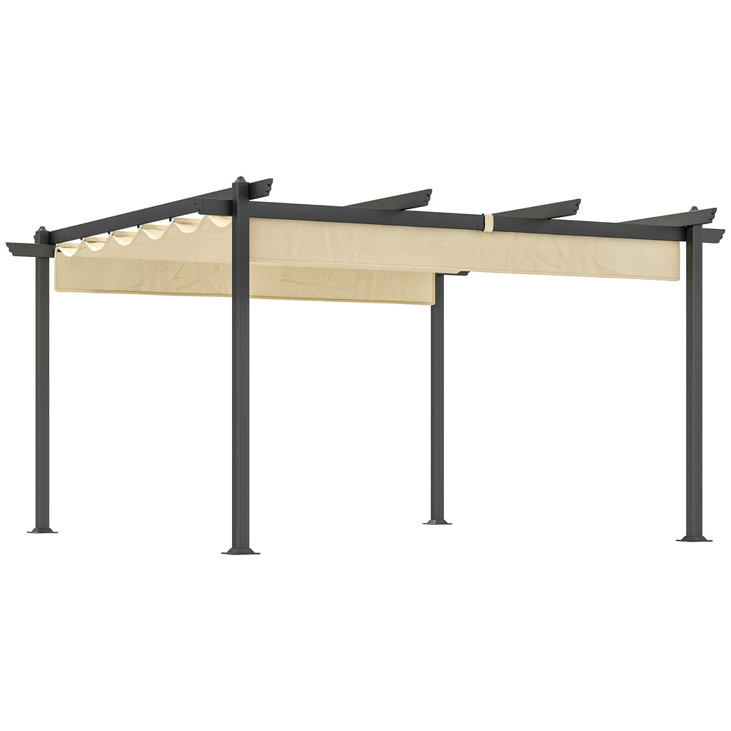 Verstellbare Garten-Pergola, Pavillon mit Aluminium-Rahmen, Outdoor-Baldachin, für Garten, Balkon, Terrasse, Beige