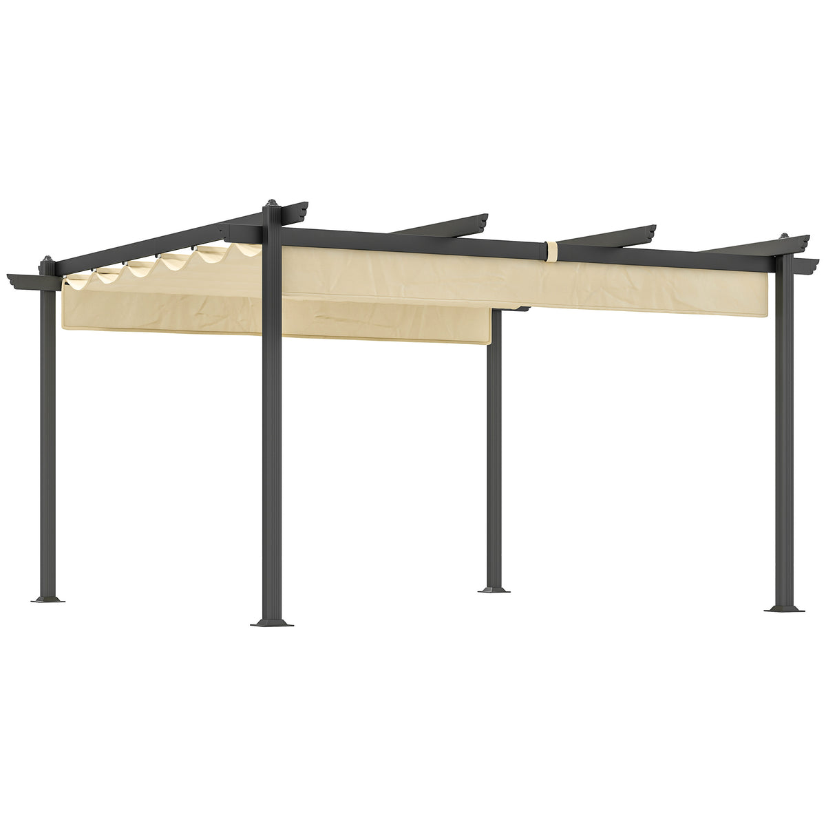 Verstellbare Garten-Pergola, Pavillon mit Aluminium-Rahmen, Outdoor-Baldachin, für Garten, Balkon, Terrasse, Beige