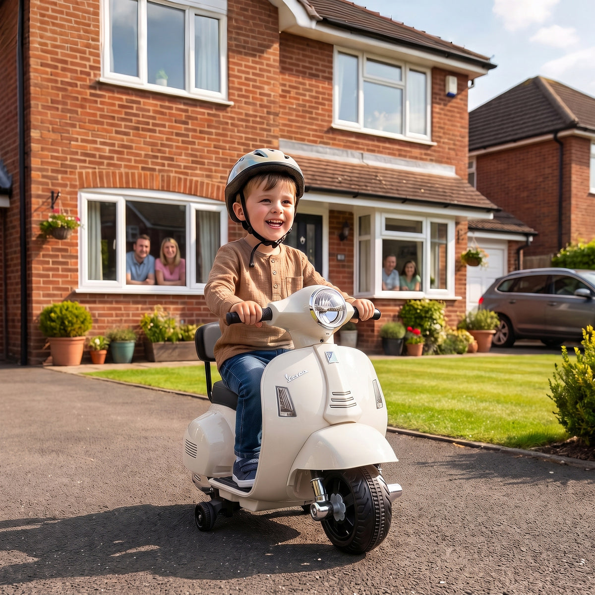Elektro Motorrad Kinder Mini Vespa GTS 6V Elektromotorrad Weiß