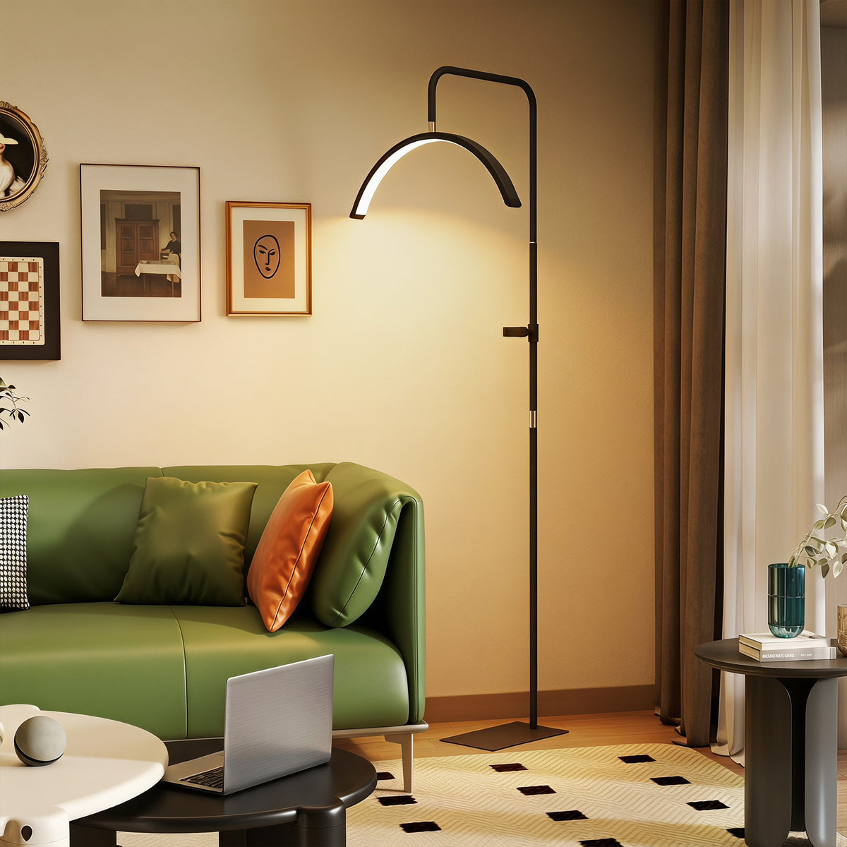 LED Halbmond Wimpern Lampe mit Telefonhalter 350° Drehbar Beauty-Ringlicht Warme Lampe mit Einstellbar Höhe