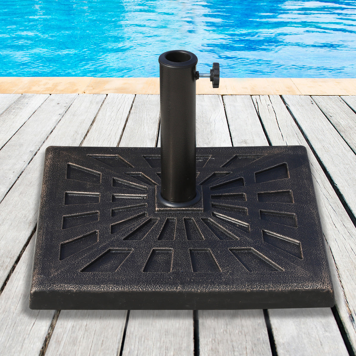 15kg Resin Durable Patterned Colophony Garden Patio Square Umbrella Stand Base Stand Bronze