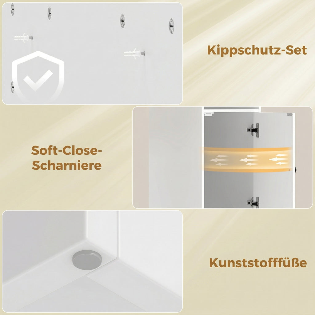 Waschmaschinenschrank Badschrank 93,5 x 60 x 100 cm Weiß und Natur