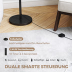 Stehlampe Dimmbar mit Leinenschirm E27 Höhenverstellbar Schwarz
