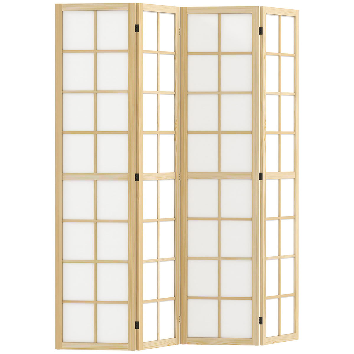 4 Panel Folding Room Divider, Freestanding Room Separator, Indoor Privacy Screen for Living Room, Bedroom, 160 x 170cm