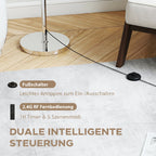 Stehlampe Dimmbar mit Leinenschirm E27 Höhenverstellbar Beige