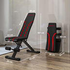 Klappbare Workout-Bank, 6-stufige Rückenlehne, 4-stufiger Sitz, Metall, gepolstert, Schwarz