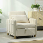 Schlafsessel 3 in 1 Umwandelbarer Sessel mit Bettfunktion, Breiter Sitzfläche für Wohnzimmer, Beige