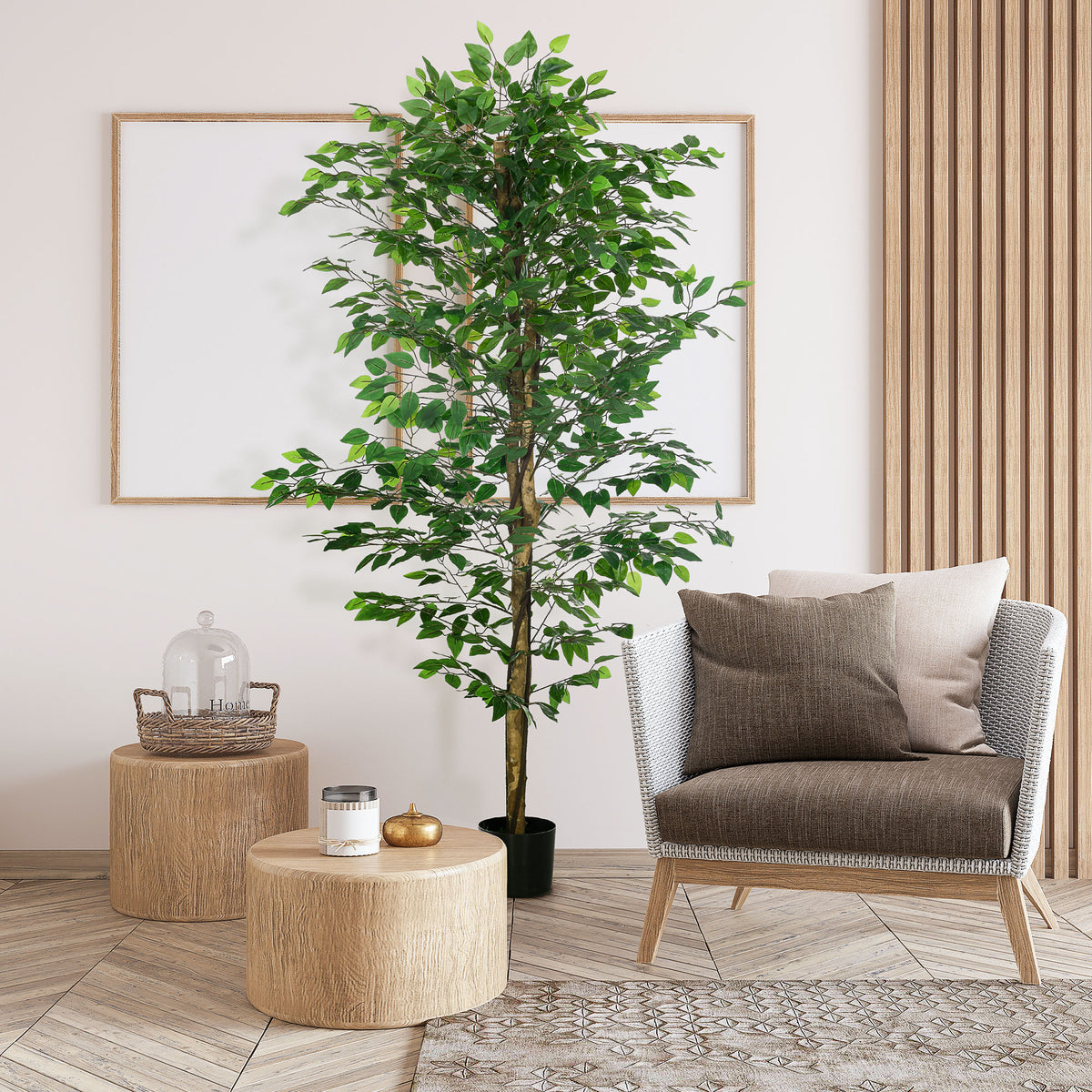 K¨¹nstlicher Ficus-Baum, realistisch, pflegeleicht, inkl. Topf, 180 cm hoch, Gr¨¹n