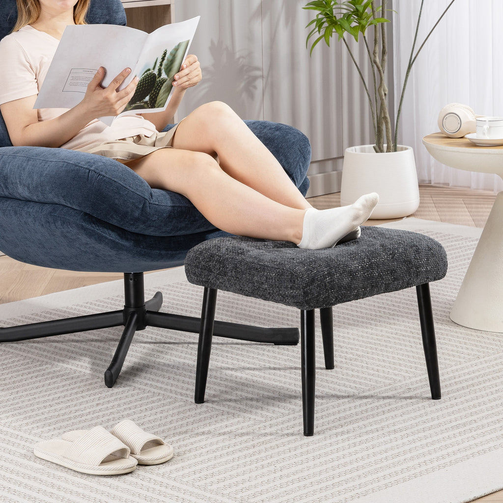 Sitzhocker Hocker mit weichem Sitzkissen Stahlbeinen Fu?hocker mit Chenille-Stoff, 45 x 41 x 38 cm, Dunkelgrau
