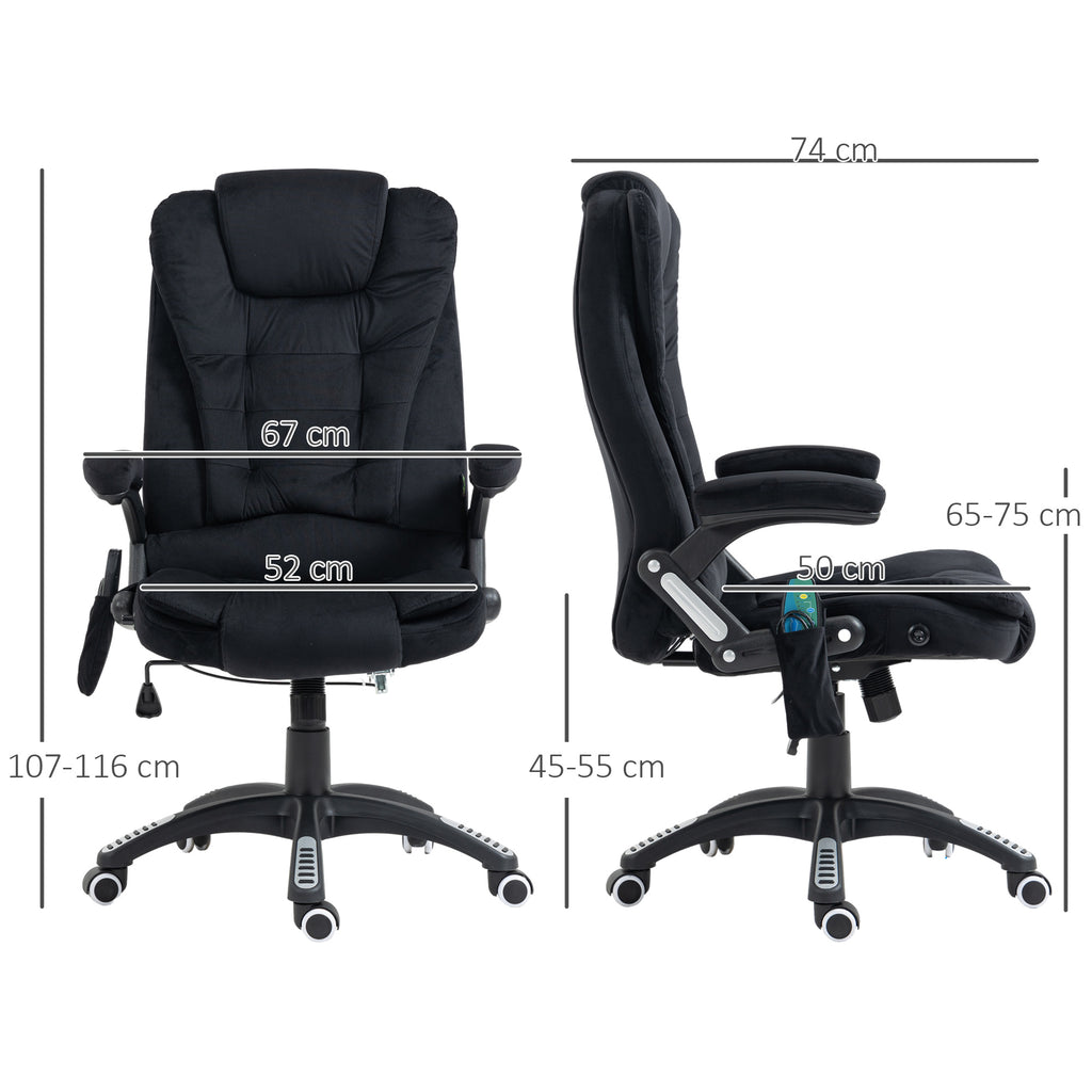 Bürostuhl mit Massage- & Wärmefunktion, ergonomisch, höhenverstellbar, Schwarz