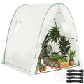 Polytunnel Greenhouse with Sandbags, Walk-In Tunnel Green House with 2 Doors and Screen Windows, 1.8 x 1.8 x 2m, White