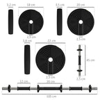 2-in-1 Hantel-Set, Lang- & Kurzhantel, 25 kg, rutschfest, bodenschonend, Schwarz/Grün