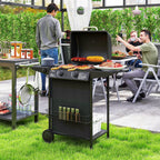 Gasgrill 7 KW Grillwagen inkl 3 Brenner Seitenkocher Rolle Deckel 107 x 54 x 96 cm Schwarz