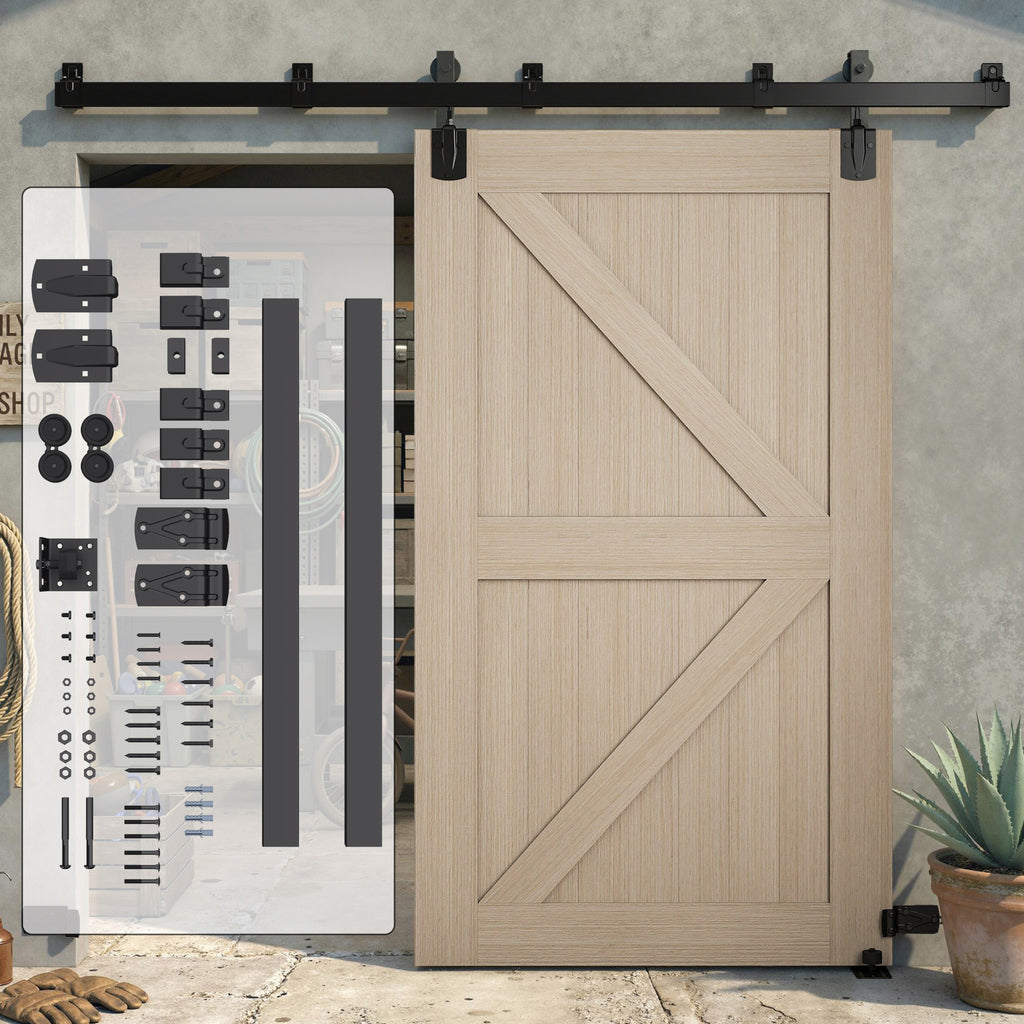 Schwerlast Schiebetür-Hardware-Set 244 cm Schwarz für Einzeltüren