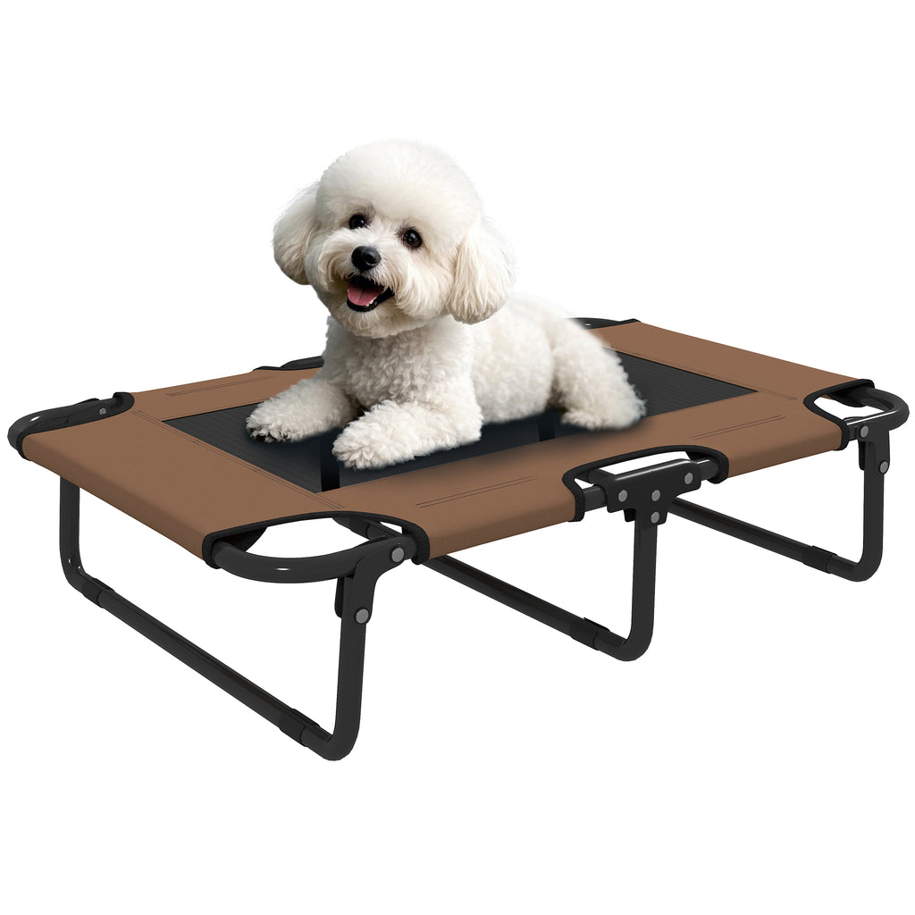 Erh?htes Hundebett klappbar Haustierbett, Outdoor Hundeliege mit Netzdesign Kaffee Oxford 75 x 51 x 18 cm