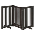 Absperrgitter Hund Freistehendes Verstellbares Schutzgitter mit Füßen 155 x 76 cm Holz Hundegitter Klappbar Treppenschutzgitter für Treppen, Türen, Küche, Flur, 3 Paneelen, Dunkelbraun