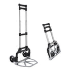 Aluminium Folding Hand Truck Trolley, Heavy Duty Foldable Sack Cart with Adjustable Telescoping Handle, 70KG Load Capacity