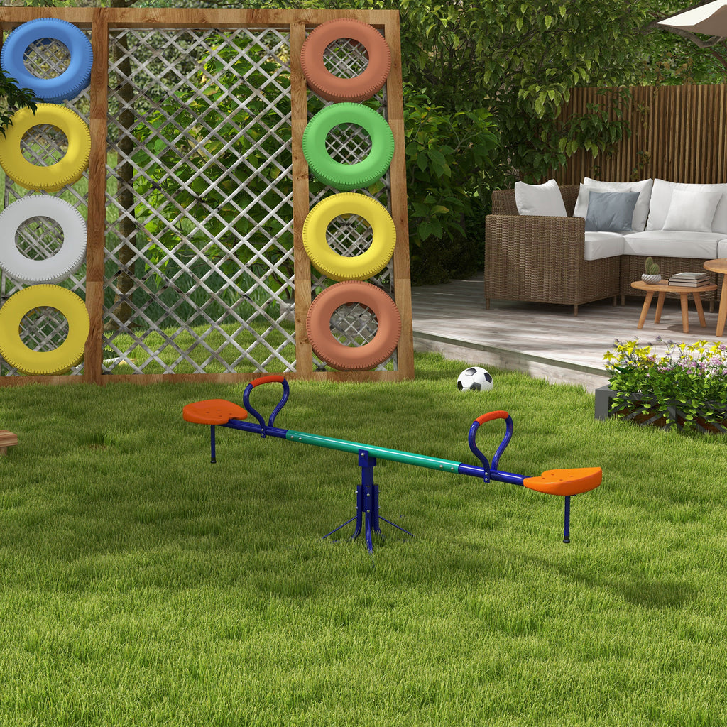 Kinderwippe 360° drehbar 2 Sitzer UV-beständig Gartenwippe bis 90kg mit Griff 3-zackig Stützbeinen für Kinder 3-8 Jahre