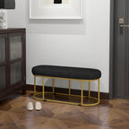 Schuhbank im Retrodesign, Bettbank, Flurbank, Samtoptik, bis 200 kg, Metallrahmen, schwarz, 100 x 37 x 43cm