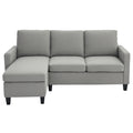 Ecksofa, 3-Sitzer-Sofa mit Kissen, Eckcouch, L-Form Couch, Stoffbezug, Grau