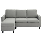 Ecksofa, 3-Sitzer-Sofa mit Kissen, Eckcouch, L-Form Couch, Stoffbezug, Grau