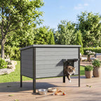 Wetterfest Katzenhaus mit aufklappbarem Dach herausnehmbarem Boden Eingang für 1-2 Katzen bis 12 kg 85x55x70 cm Hellgrau