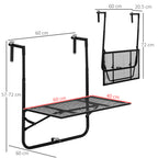 Balkonhängetisch klappbar 4-fach höhenverstellbarer Hängetisch aus Metall wetterfest Balkontisch 60x40 cm Schwarz