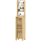 Badezimmerschrank schmal, Hochschrank mit 3 offenen Regalen, verstellbaren Regalen, Lamellent¨¹r, 34 x 30 x 170 cm Natur