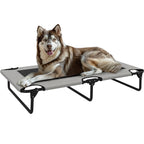 Portable Raised Dog Bed, Elevated Pet Cot with Breathable Mesh for Indoor Outdoor, for Large Dogs, Light Grey