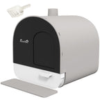 Hooded Cat Litter Box, Kitten Litter Tray, with Lid, Scoop, Filter, Flap Door, Light Grey