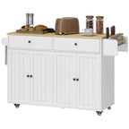 Rollbare K¨¹cheninsel, 2 Schubladen, 2 Schr?nke, verschiebbar, Gew¨¹rzregal, Handtuchhalter, Messerhalter, MDF, Wei?