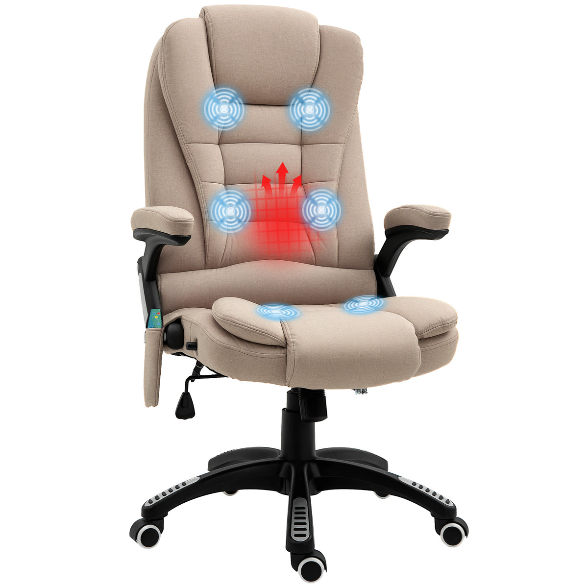 Massagesessel mit W?rmefunktion, Ergonomischer Schreibtischstuhl, h?henverstellbar, 68L x 72B x 110-120 cm, Braun
